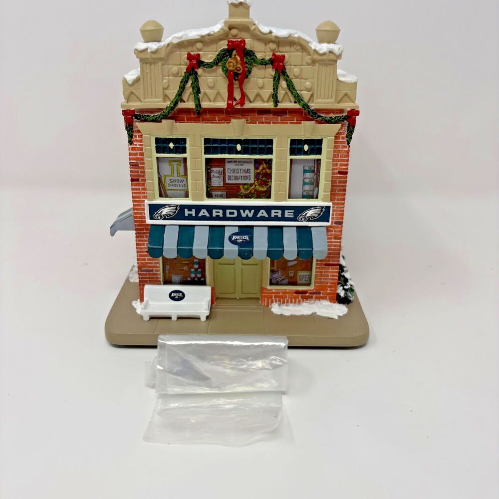 Philadelphia Eagles Hardware Shop Hawthorne Village Christmas Building Complete